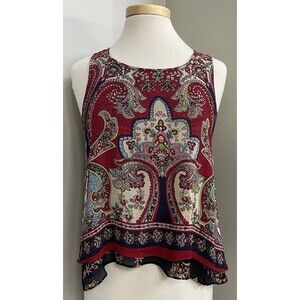 Anthropologie Patrons Of Peace Ladies M Bohemian Print Criss Cross Back Top